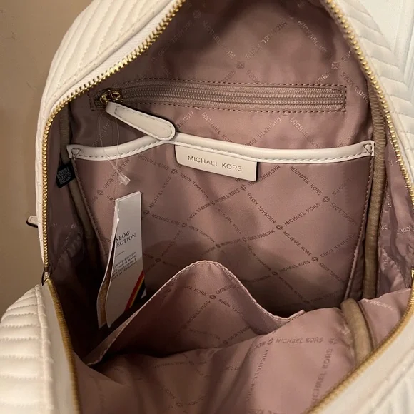 Michael Kors White Backpack with Rainbow Stripes - Picture 2 of 5